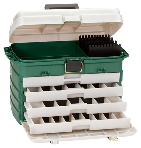 PLANO FOUR DRAWER TACKLE BOX- GREEN METALLIC / SILVER 758005