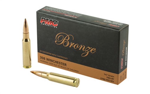 PMC Bronze .308 Winchester Rifle Ammo - 147 Grain | FMJ-BT 308B