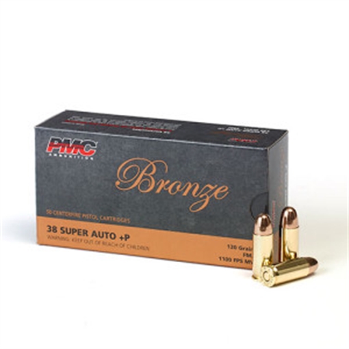 PMC Bronze .38 Super Handgun Ammo - 130 Grain | +P | FMJ 38SA