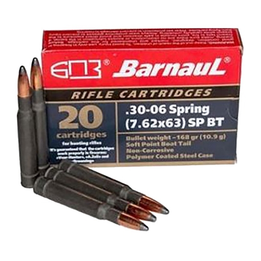 Barnaul Ammunition 30-06 SPRINGFIELD 168GR SOFT POINT 20/BOX BRN 3006SPR SPBT168