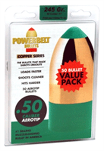 Powerbelt AeroTip Copper-Plated Muzzleloader Bullets .50 cal 245 gr AERO-TIP 50/ct AC1589ATX-50 AC1589ATX50