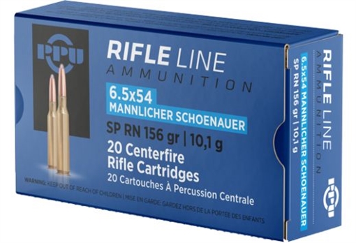 PPU 6.5X54 MANN SHOENAUER SPRN 156G 20RD BOX 10 BOXES PER CASE PP6MS