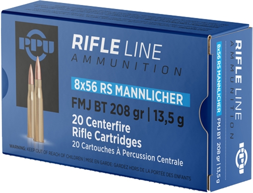 PPU 8X56R MANNLICHER 208GR FMJ 20RD 10BX/CS PP856F