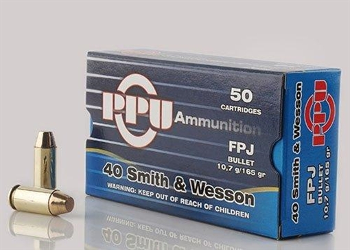 PPU Handgun 40S&W 165gr Flat Point Jacketed 50 Per Box/10 Case PPH40F