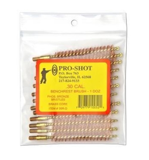 Pro-Shot Benchrest Phosphorus Bronze Rifle Cleaning Brushes .30 cal 12/ct 30R-CS