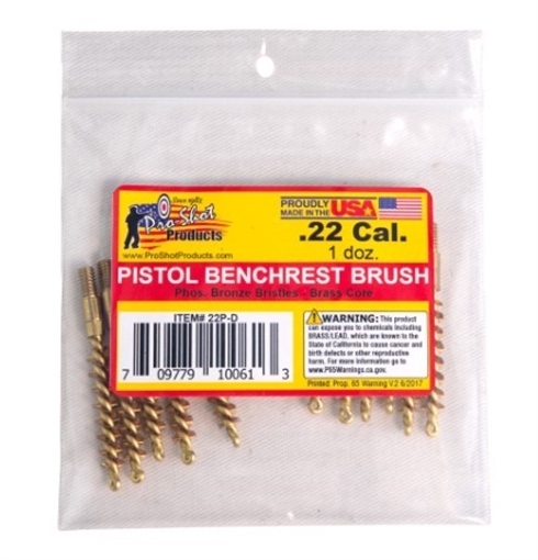 PRO-SHOT .22 CAL. PISTOL BRUSH - 12 QTY. BULK PACK 22P-D
