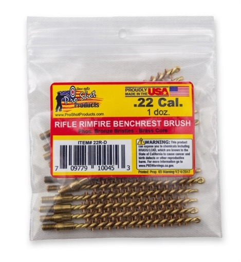 PRO-SHOT .22 CAL. RIFLE BRUSH - 12 QTY. BULK PACK 22R-D