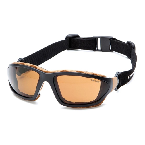 Pyramex Carhartt Carthage Shooting Glasses Black and Tan with Bronze Anti-Fog Lens CHB418DTP