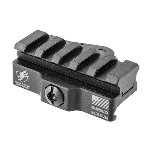American Defense Mfg. Picatinny Riser, Quick Detach Mount, Fits Picatinny, 5 Slots, Anodized Finish, Black AD-170-VPG-5LUG-STD