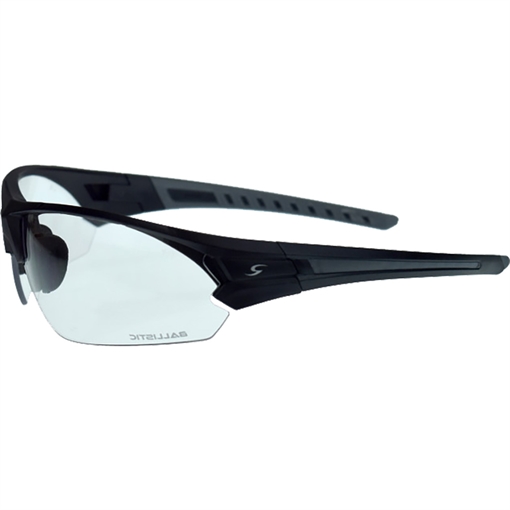 RADIANS SHOOTING GLASSES MATTE BLACK&GRAY FRAME/CLEAR LENSE WRAPAROUND HALF FRAME RUBBER TEMPLES RAICSB1021BX CSB102-1BX
