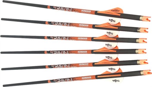 RAVIN XBOW ARROW CARBON W/2" OFFSET VANES 400GR .003" 6PK* R138