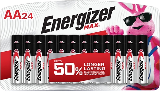 Energizer AA Max Silver 1.5V Alkaline, Qty (24) Single Pack E91BP24V1