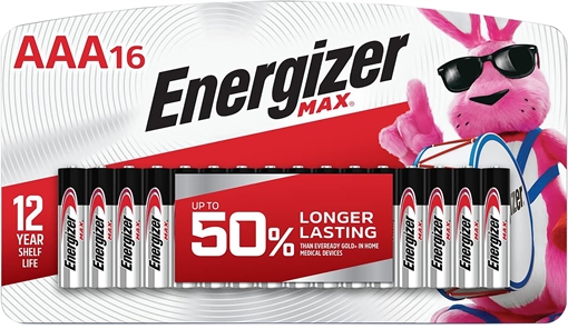 Energizer AAA Max Black/Silver 1.5V Alkaline Qty (16) Single Pack E92LP16F3