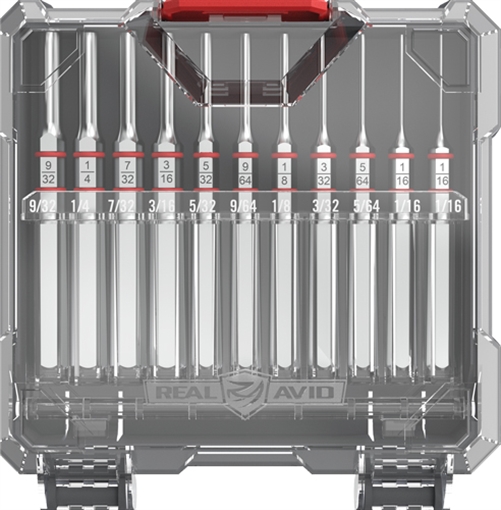 Real Avid Accu-Punch Standard Pin Punch Set Silver Steel Universal Firearm 11 Pieces AVAPKS
