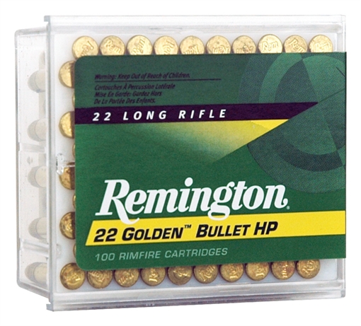 Remington Ammunition Golden Bullet Rimfire 22LR 36gr Plated Hollow Point 100 Per Box/50 Case 21278