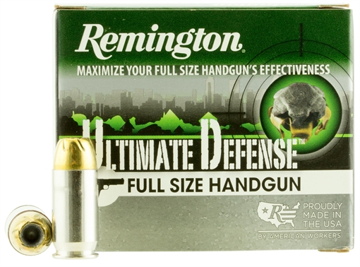 Remington Ammunition Ultimate Defense Full Size Handgun 45ACP 185gr Brass Jacketed Hollow Point 20 Per Box/25 Case 28971
