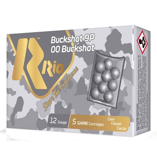 Rio Royal Buck 9P 12ga Buckshot 2.75 inch Shotgun Shells - 00Buck 1345 fps 250rd Case RB129