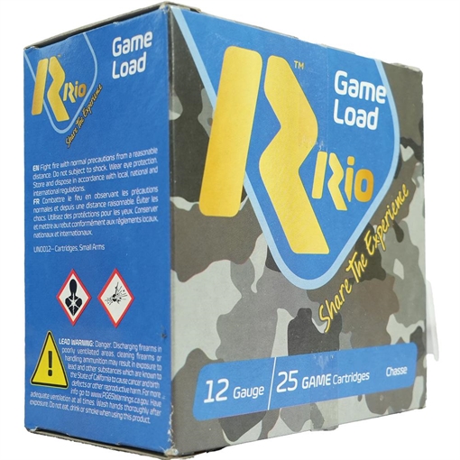Rio Top Game HV Shotshells 12 ga 2 3/4" 3 3/4 dr 1 1/4 oz #5 1330 fps 25/ct TGHV365