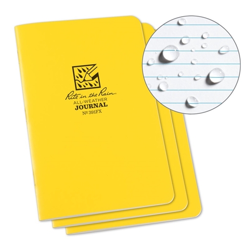Rite in the Rain Fabrikoid Stapled Notebook - 4.625 x 7 Journal - 3 Pack 391FX