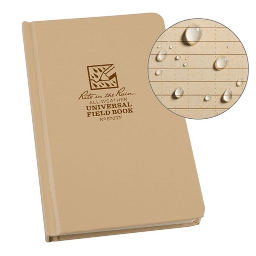 Rite in the Rain Fabrikoid Universal Bound Book - 4.75 x 7.5 - Tan 970TF