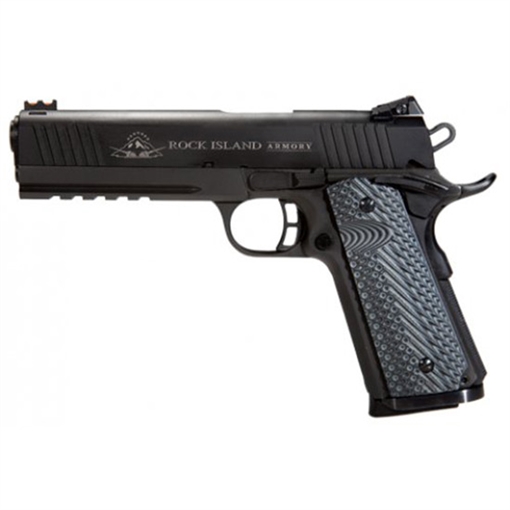 Rock Island Tac Ultra FS 45 ACP Caliber with 5" Barrel, 8+1 Capacity, Overall Black Parkerized Finish Steel, Picatinny Rail/Beavertail Frame, Serrated Slide & Black & Gray G10 Grip 51485