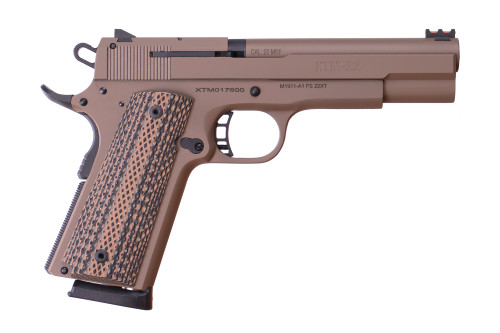 Rock Island M1911-A1 XT22 22 Magnum, 5" Barrel, Flat Dark Earth Cerakote, Brown G10 Grip, 14rd