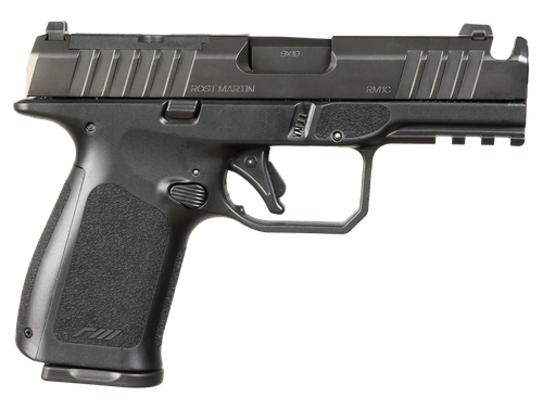 Rost Martin RM1C 9mm, 4" Compensated Barrel, Black, Front White Dot, Serrated Rear, Optics Ready, RMR Mount, 17rd-15rd