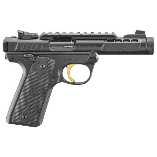 Ruger Mark IV 22/45 Lite 22 LR, 4.4" Threaded Barrel, Black, Checkered Grip, 10rd