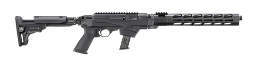 Ruger PC Carbine, Semi-automatic Rifle, 9MM, 16.12" Cold Hammer Forged Fluted Barrel, Threaded 1/2X28, Anodized Finish, Black, Folding Adjustable Stock, M-LOK Handguard, 17 Rounds, 1 Ruger SR Series Magazine, Includes Additional Glock Magazine Well 19140