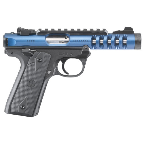 Ruger Mark IV Lite 22/45 22 LR, 4.4" Threaded Barrel, Blue Slide, Black Frame, 10rd