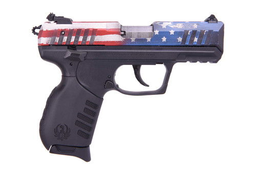 Ruger SR22 Lipsey's Exclusive 22 LR, 3.5" Barrel, American Flag Slide, Black Frame, 10rd