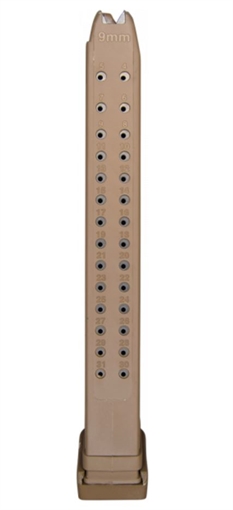 RWB 9mm Magazine - Tan | 33rd | Gen 2 | Fits Glock 17, 19, 26, 34 RWB-G33RD9MM-TAN