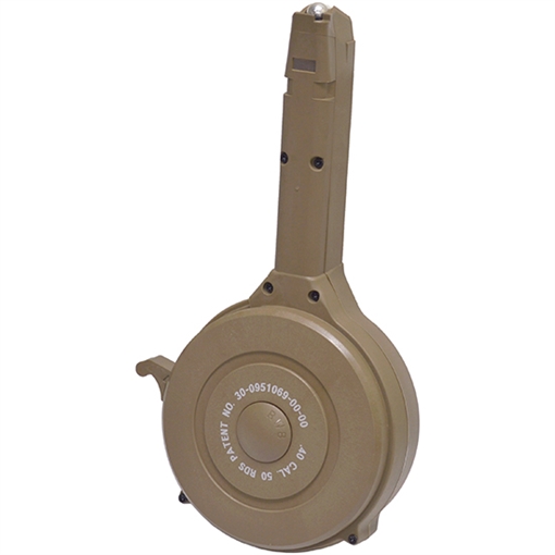 RWB MAGAZINES DRUM MAGAZINE GLOCK 40SW 50RD TAN POLYMER (20) GD4050T