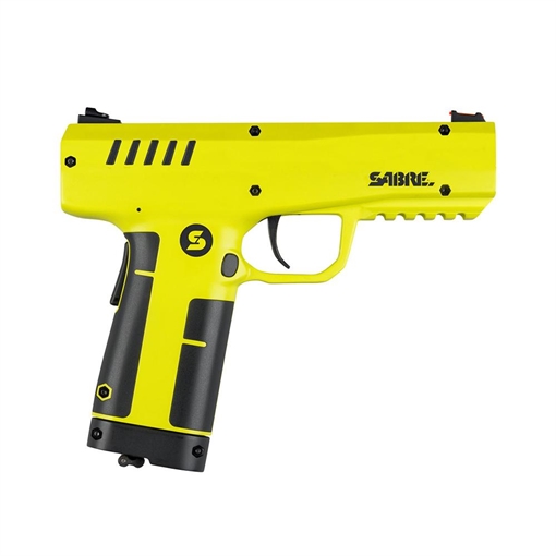 Sabre Compact Pepper Launcher Kit, Matte Finish, Yellow, Includes 7 Impact Projectiles, 7 Inert Practice Projectiles, Practice Target, (2) 12g CO2 Cartridges, Padded Carry Case, California Compliant SL-P1C-2