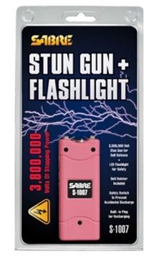 Sabre 3.8 Million Volt Stun Gun with LED Flashlight - Pink S-1007-PK
