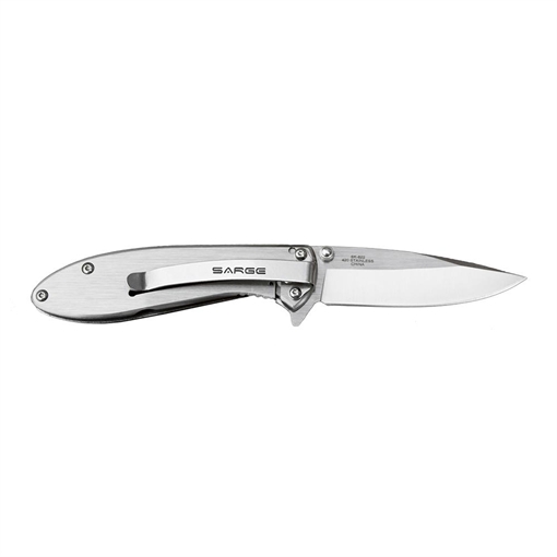 Sarge Knives Hawk Swift Assist Folder Knife 3-1/8" Clip Point Blade Chrome SK-822