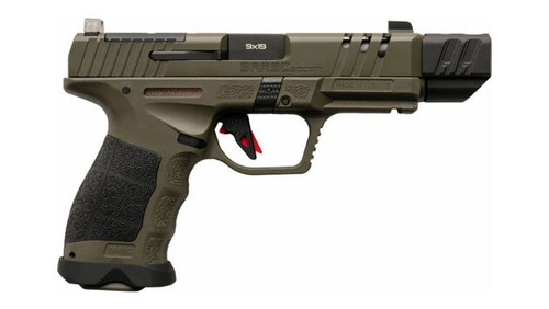 SAR USA SAR9 SOCOM, 9mm, 5.2" Threaded Barrel, Special Forces Green, Optic-Ready, Ported Slide, Picatinny Rail, RMSc Footprint, 21rd
