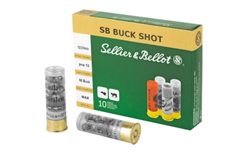 Sellier & Bellot Hunting 12Gauge 2.75" 12Pellets 1 1/4oz 00Buck Shot 10 Box/25 Case SB12BSE