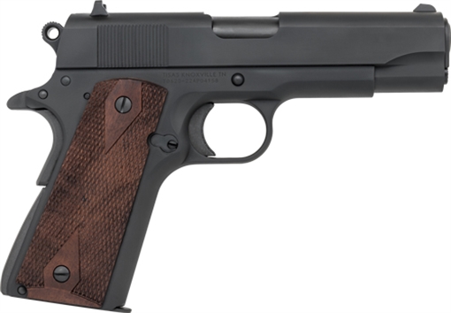 Tisas USA 1911A1, Tank Commander, Single Action Only, Semi-automatic, Metal Frame Pistol, Commander, 45 ACP, 4.25" Barrel, Carbon Steel Frame, Manganese Phosphate Finish, Black, Checkered Wood Grips, Enhanced GI Style Sights, 7 Rounds, 2 Magazines 10100114