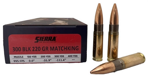 SIERRA BULLETS AMMO 300BLK 220GR FOLDS OF HONOR 20/10 224010F
