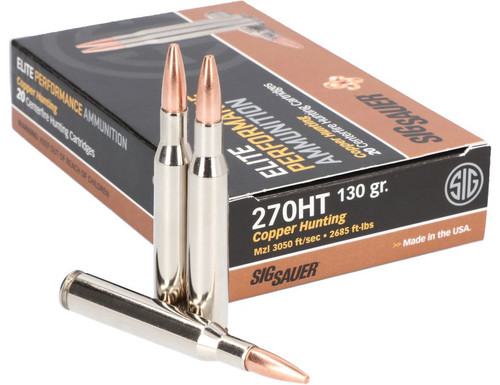 Sig Sauer Elite Performance 270 Winchester, 130gr, Copper Hunting, 20rd Box