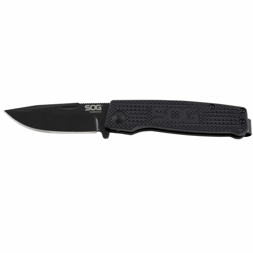 S.O.G Terminus SJ LTE 2.90" Folding Plain Black TiNi S35VN SS Blade, Graphite Textured G10 Handle SOGTM1006BX