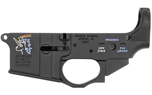 Spikes Snowflake Stripped Lower Receiver Multi-Caliber 7075-T6 Aluminum Black Anodized with Color Fill for AR-15 STLS030CFA