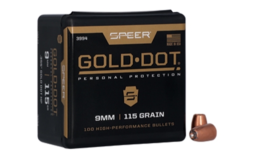 Speer Gold Dot Personal Protection 9mm 115gr Hollow Point 100 Per Box/5 Case 3994
