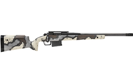Springfield Model 2020 Waypoint, Bolt Action Rifle, 300PRC, 24" Carbon Fiber Barrel, 1:8.5 Twist, SA Radial Brake, Cerakote Finish, Graphite Black, Ridgeline Camo Carbon Fiber Stock with M-LOK, TriggerTech Adjustable Trigger, 3 Rounds, 1 AICS Long Action M