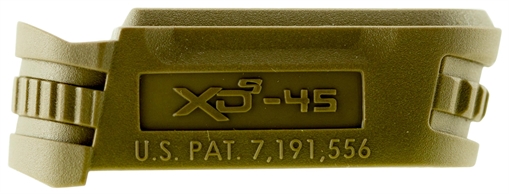 Springfield Armory Backstrap Sleeve made of Polymer with Flat Dark Earth Finish & 1 Piece Finish for 45 ACP Springfield XD-S with #1 Backstrap & 3.30" Barrel XDS5001MFDE