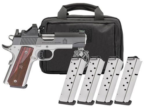 Springfield 1911 Ronin AOS Optic Gear Pac 45 ACP 4.25" Match Barrel, Blued Serrated Slide, Viridian RFX-11 Green Dot, 9 Rd