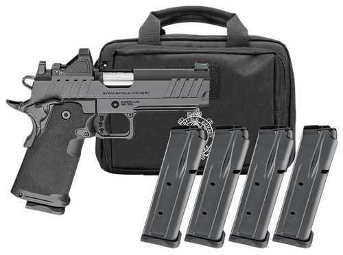 Springfield 1911 DS Prodigy Gear Pac Optic Package 9mm 4.25" Match Grade Bull Barrel, Optic Ready/Serrated Slide, Viridian RFX-11 Optic, 10 Rd