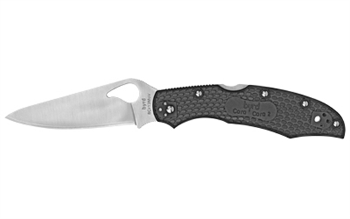 Spyderco Byrd Cara Cara 2 Lightweight 3.75" Folding Drop Point Plain 8Cr13MoV SS Blade Black Textured FRN Handle Includes Pocket Clip BY03PBK2