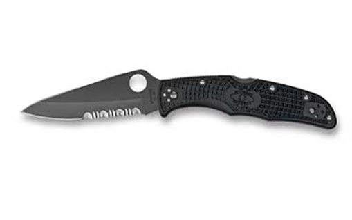 Spyderco Endura 4 Lightweight 3.75" Folding Clip Point Part Serrated Black TiCN VG-10 SS Blade Black Textured FRN Handle Includes Pocket Clip C10PSBBK
